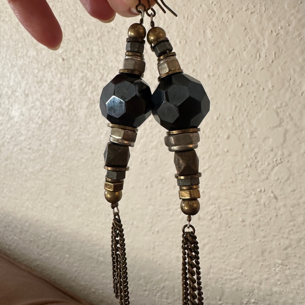All Saints Black and Gold Beaded Earrings